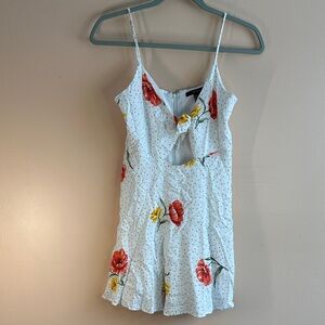 Forever 21 White Dress with Red Floral and Black Polka Dots